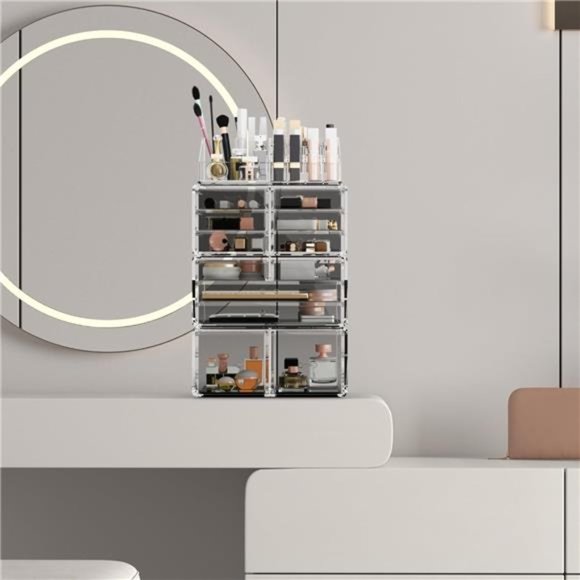 Makeup Cosmetic Organizer Storage Drawers Display Box Case with 12Drawers(Clear) - Picture 2 of 6